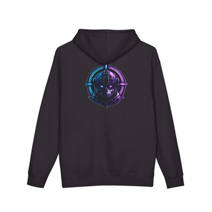 Neon Target Skull Hoodie — Cyberpunk Gamer Pullover