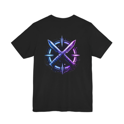 Neon Crossed Daggers T-Shirt — Cyberpunk Gamer Target Graphic Tee