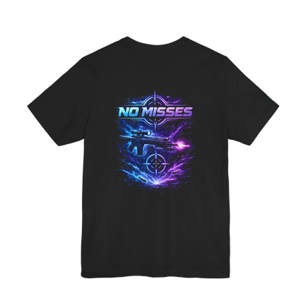 No Misses Gaming T-Shirt — Neon Crosshair Shooter