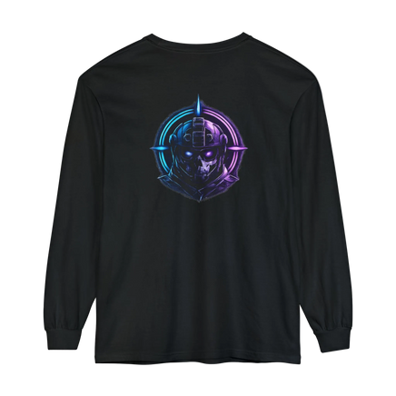 Cyberpunk Long Sleeve Tee — Neon Gradient Gothic Graphic