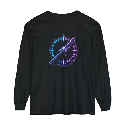 Neon Crosshair with Futuristic Knife Emblem Long Sleeve Tee