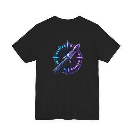 Neon Crosshair with Futuristic Knife Emblem T‑Shirt