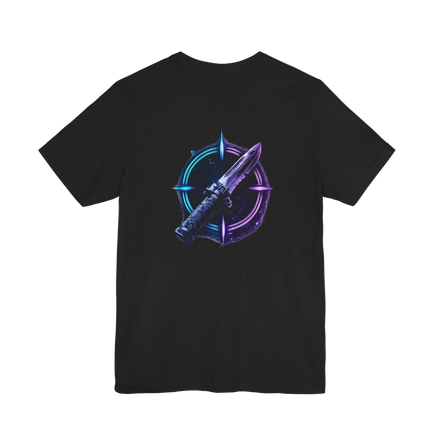 Neon Crosshair with Futuristic Knife Emblem T‑Shirt
