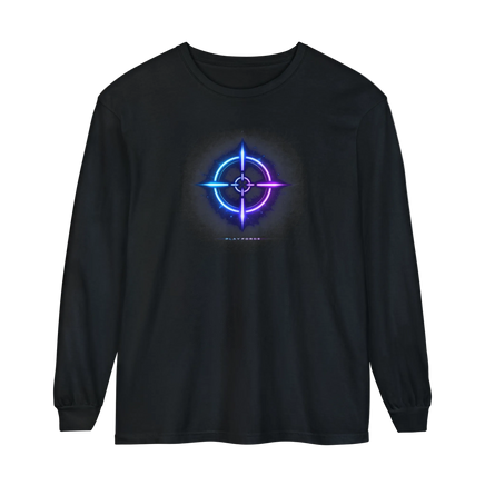 Cyberpunk Long Sleeve Tee — Neon Gradient Gothic Graphic